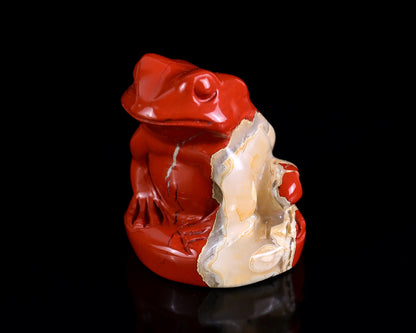 2.0" Red Jasper Hand Carved Crystal Frog Sculpture