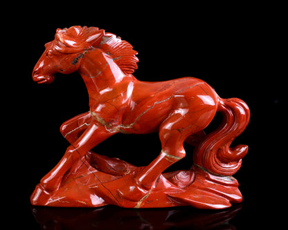 6.3" Red Jasper Hand Carved Crystal Horse Sculpture