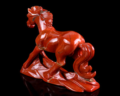 6.3" Red Jasper Hand Carved Crystal Horse Sculpture