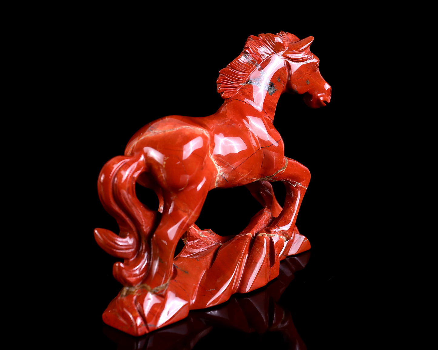 6.3" Red Jasper Hand Carved Crystal Horse Sculpture