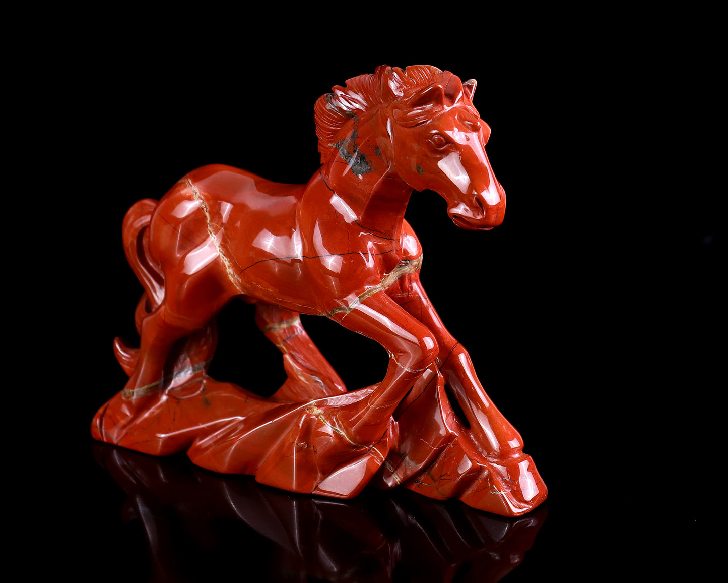 6.3" Red Jasper Hand Carved Crystal Horse Sculpture