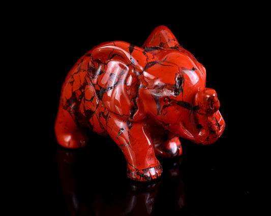 2.4" Red Jasper Hand Carved Crystal Elephant Sculpture