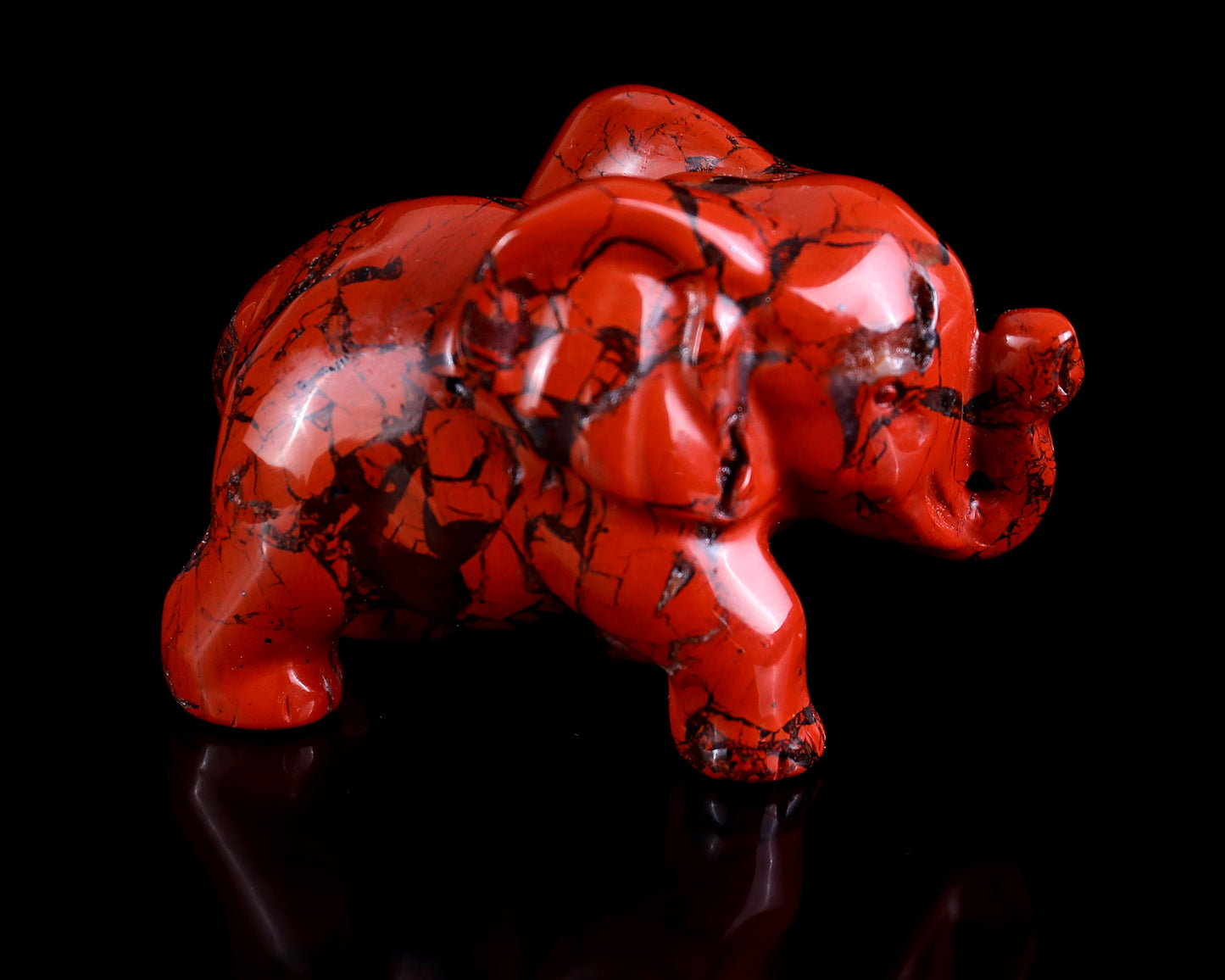 2.4" Red Jasper Hand Carved Crystal Elephant Sculpture