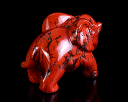 2.4" Red Jasper Hand Carved Crystal Elephant Sculpture