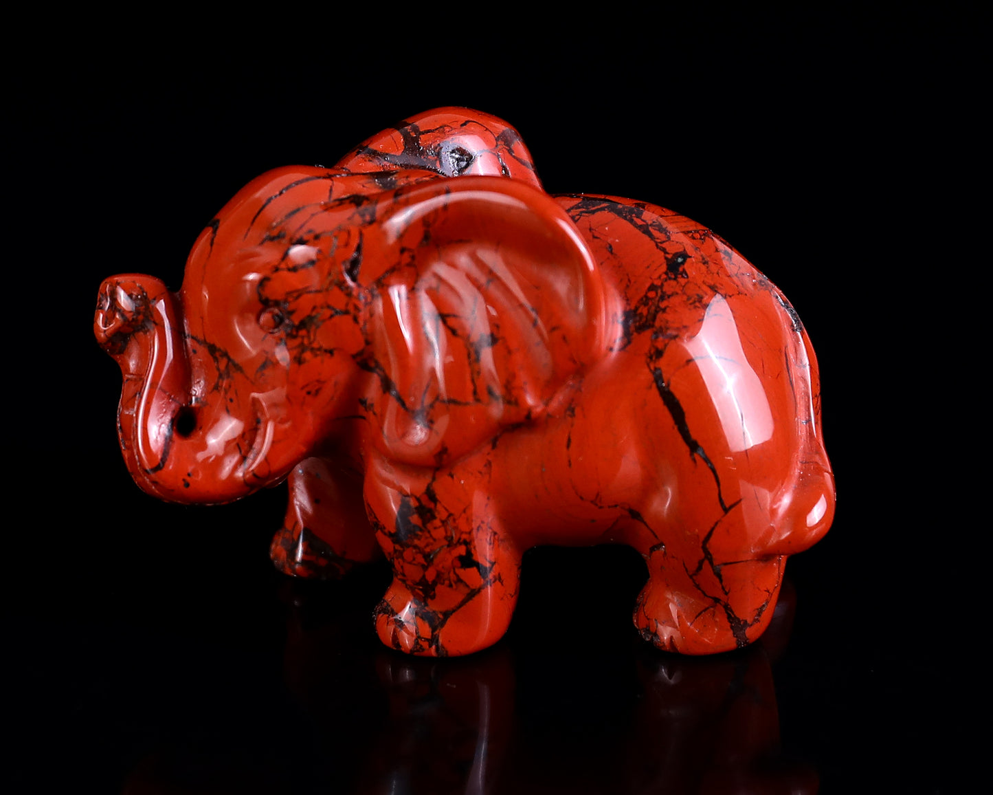 2.4" Red Jasper Hand Carved Crystal Elephant Sculpture