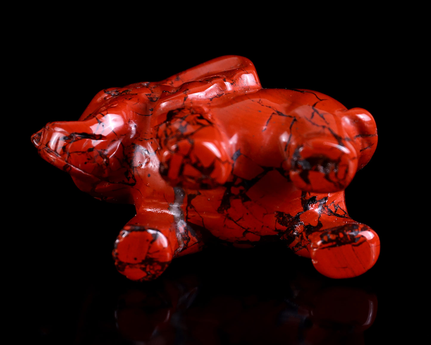 2.4" Red Jasper Hand Carved Crystal Elephant Sculpture