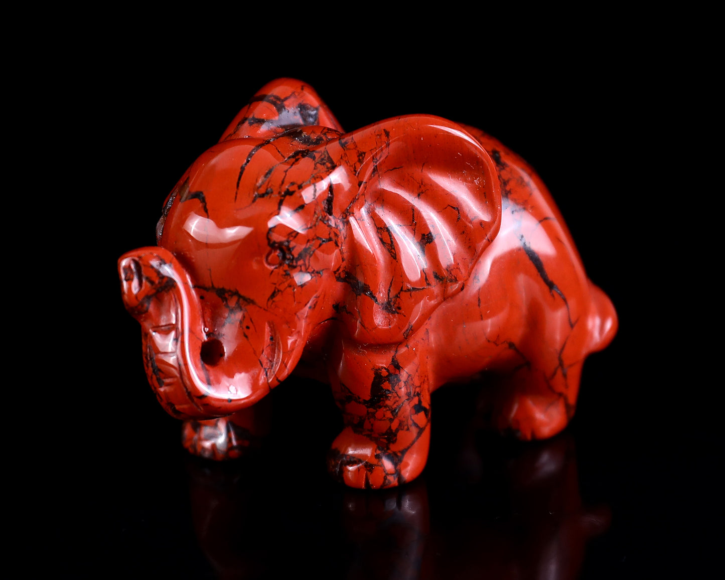 2.4" Red Jasper Hand Carved Crystal Elephant Sculpture