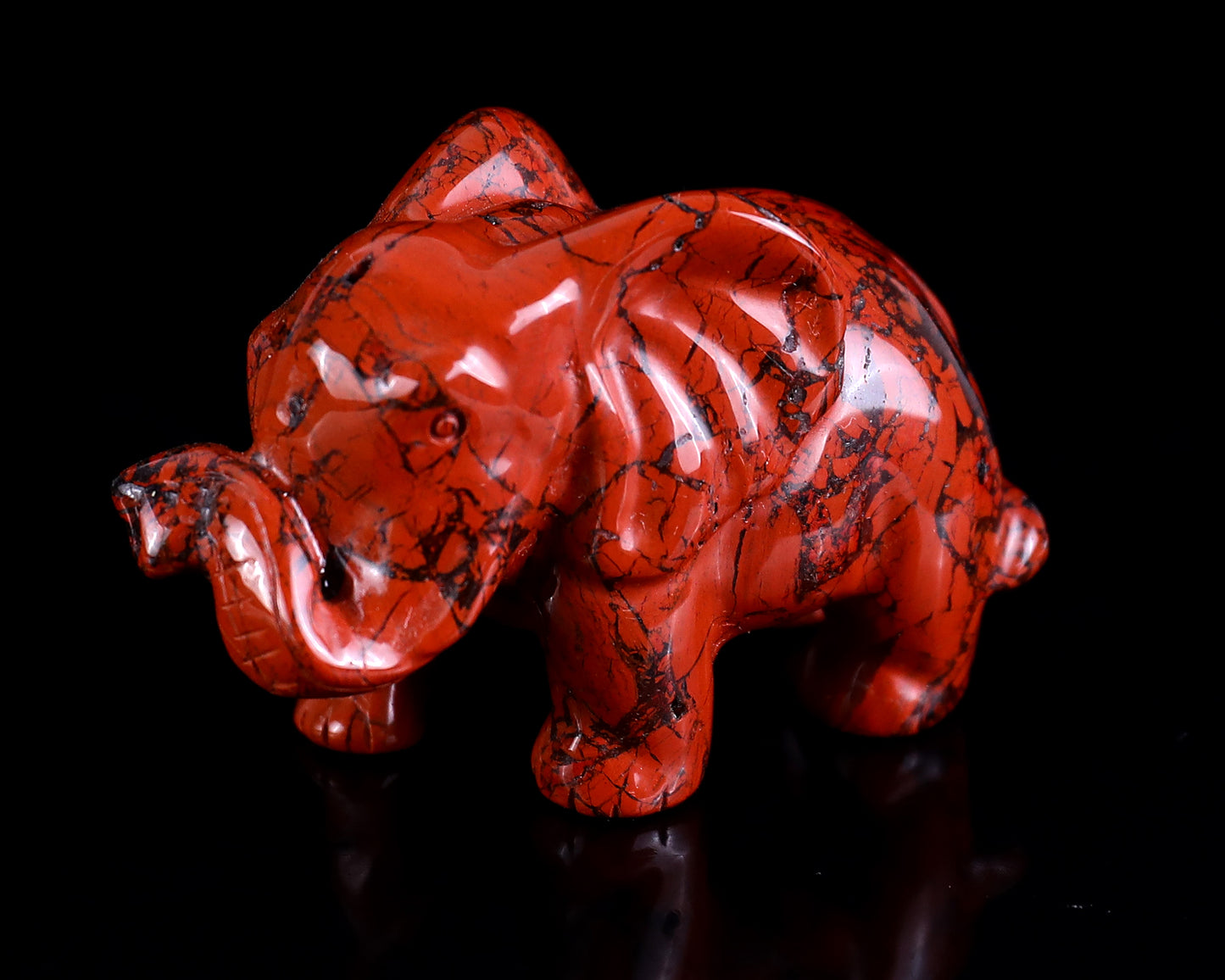 2.4" Red Jasper Hand Carved Crystal Elephant Sculpture