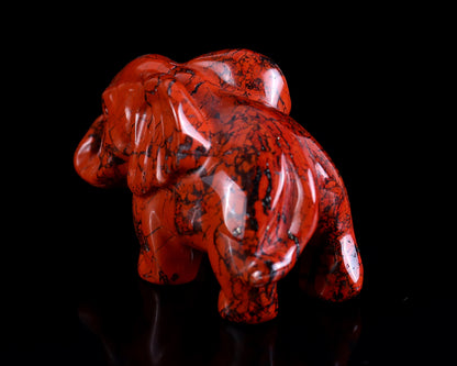 2.4" Red Jasper Hand Carved Crystal Elephant Sculpture