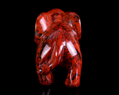 2.4" Red Jasper Hand Carved Crystal Elephant Sculpture