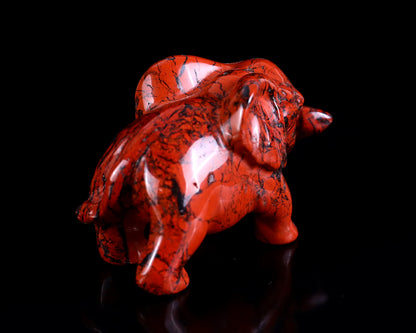 2.4" Red Jasper Hand Carved Crystal Elephant Sculpture