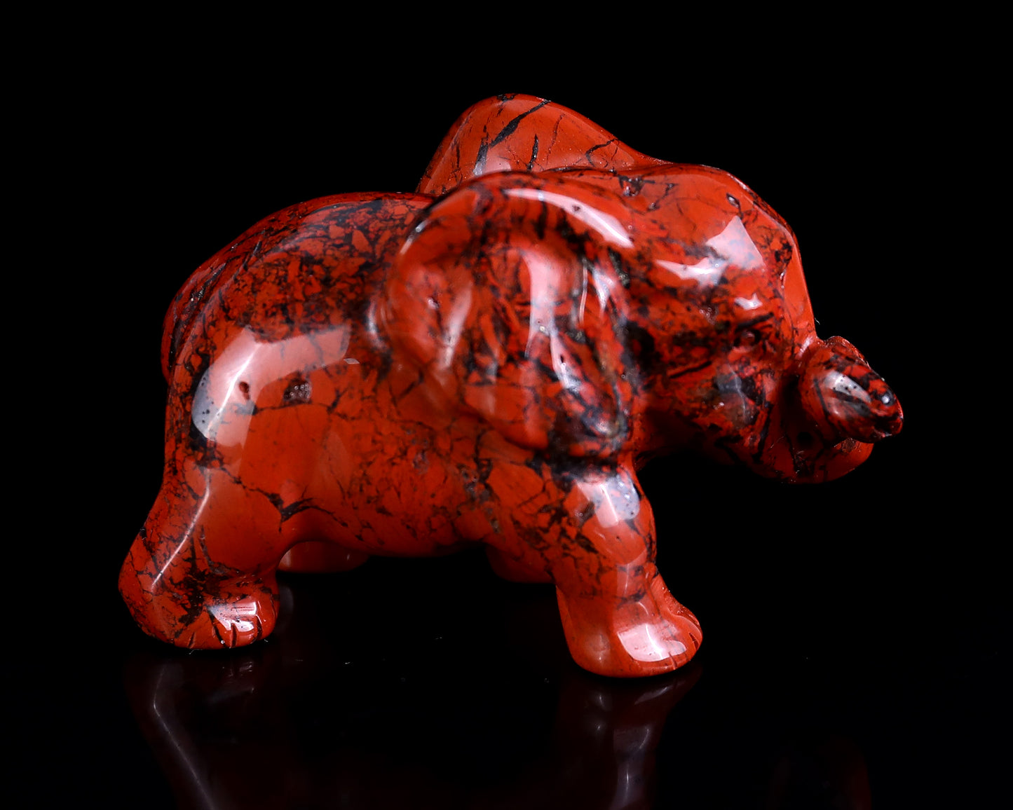 2.4" Red Jasper Hand Carved Crystal Elephant Sculpture