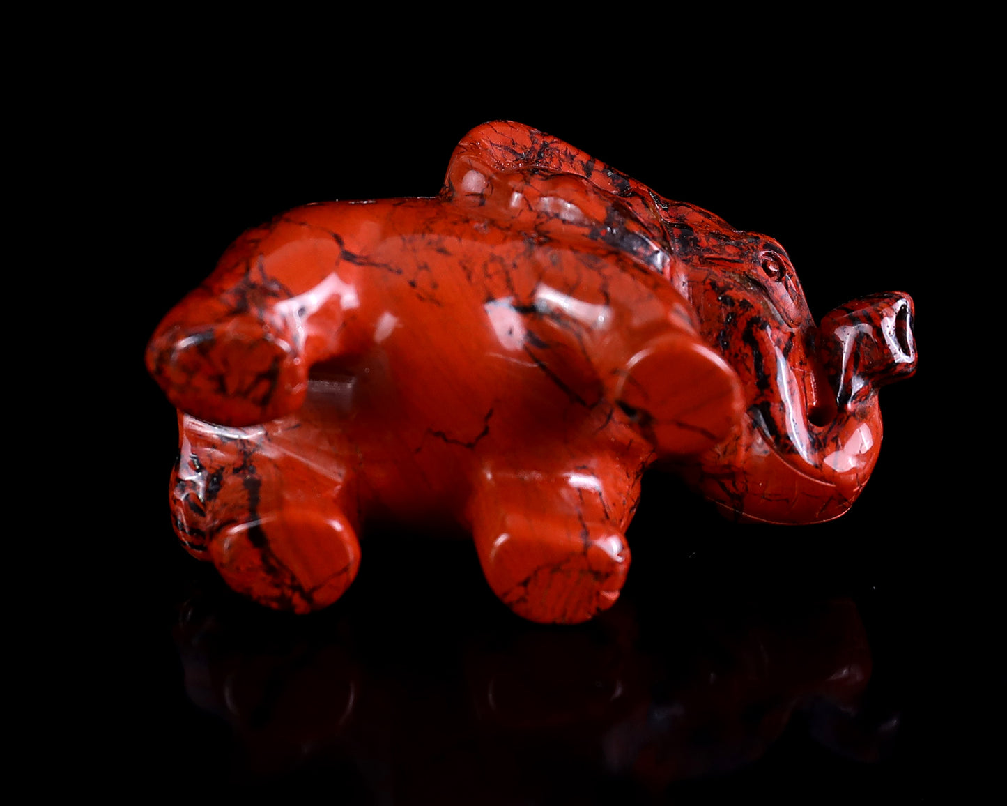 2.4" Red Jasper Hand Carved Crystal Elephant Sculpture