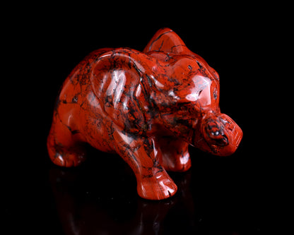 2.4" Red Jasper Hand Carved Crystal Elephant Sculpture