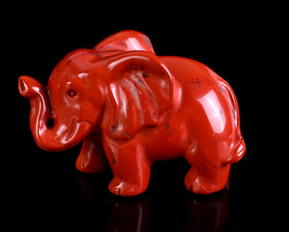 2.4" Red Jasper Hand Carved Crystal Elephant Sculpture