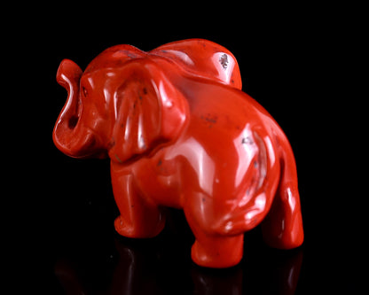 2.4" Red Jasper Hand Carved Crystal Elephant Sculpture