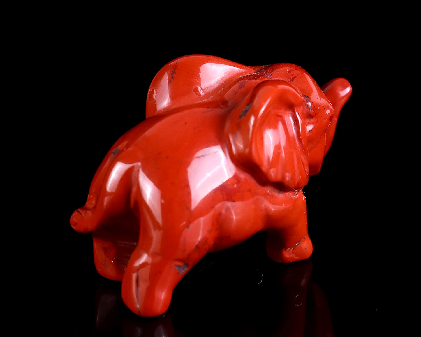 2.4" Red Jasper Hand Carved Crystal Elephant Sculpture