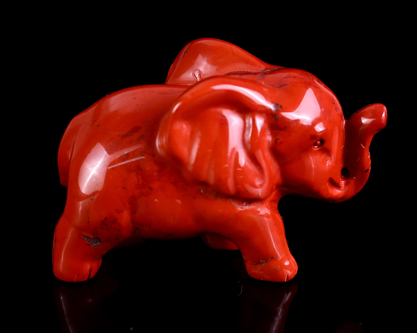 2.4" Red Jasper Hand Carved Crystal Elephant Sculpture