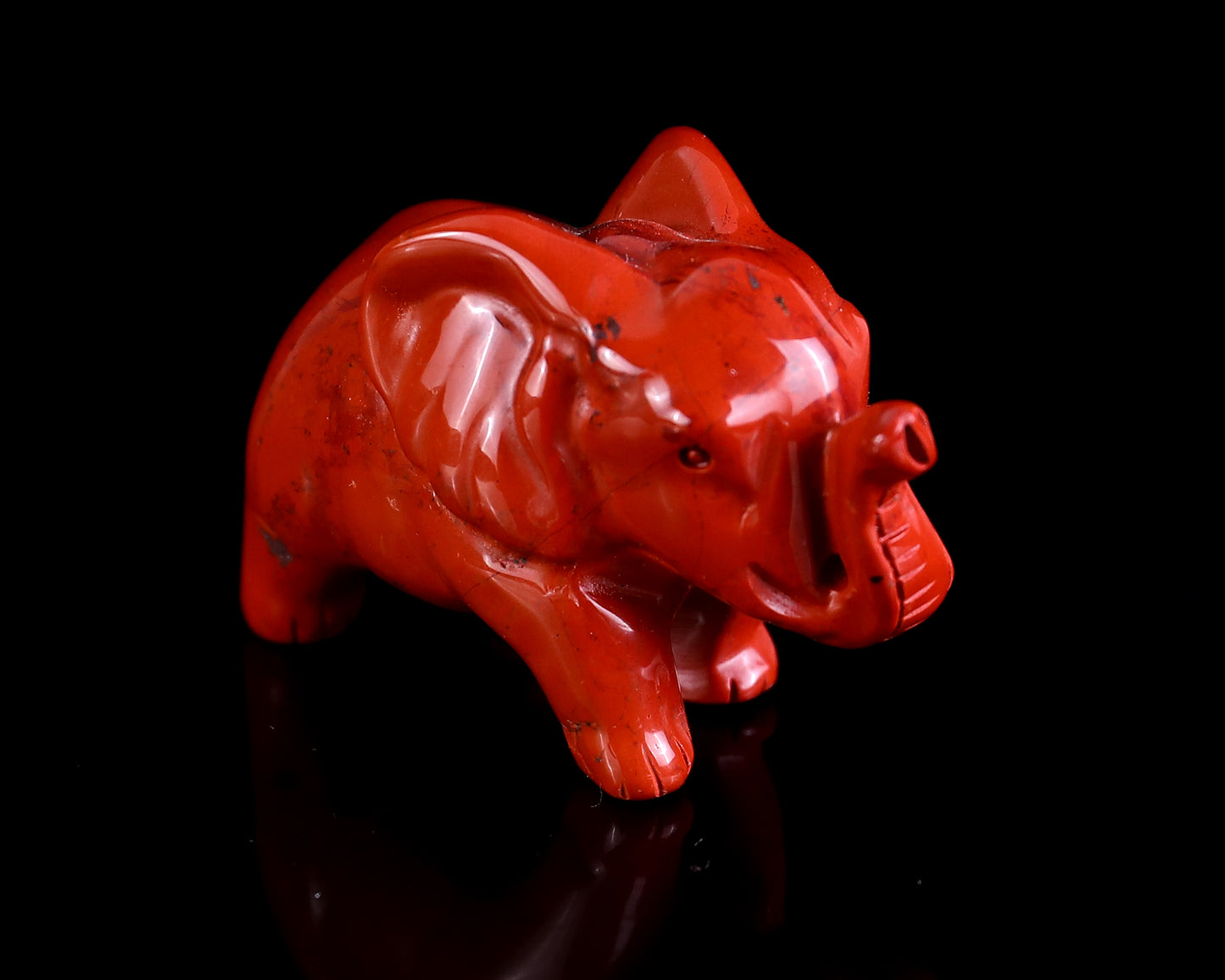 2.4" Red Jasper Hand Carved Crystal Elephant Sculpture