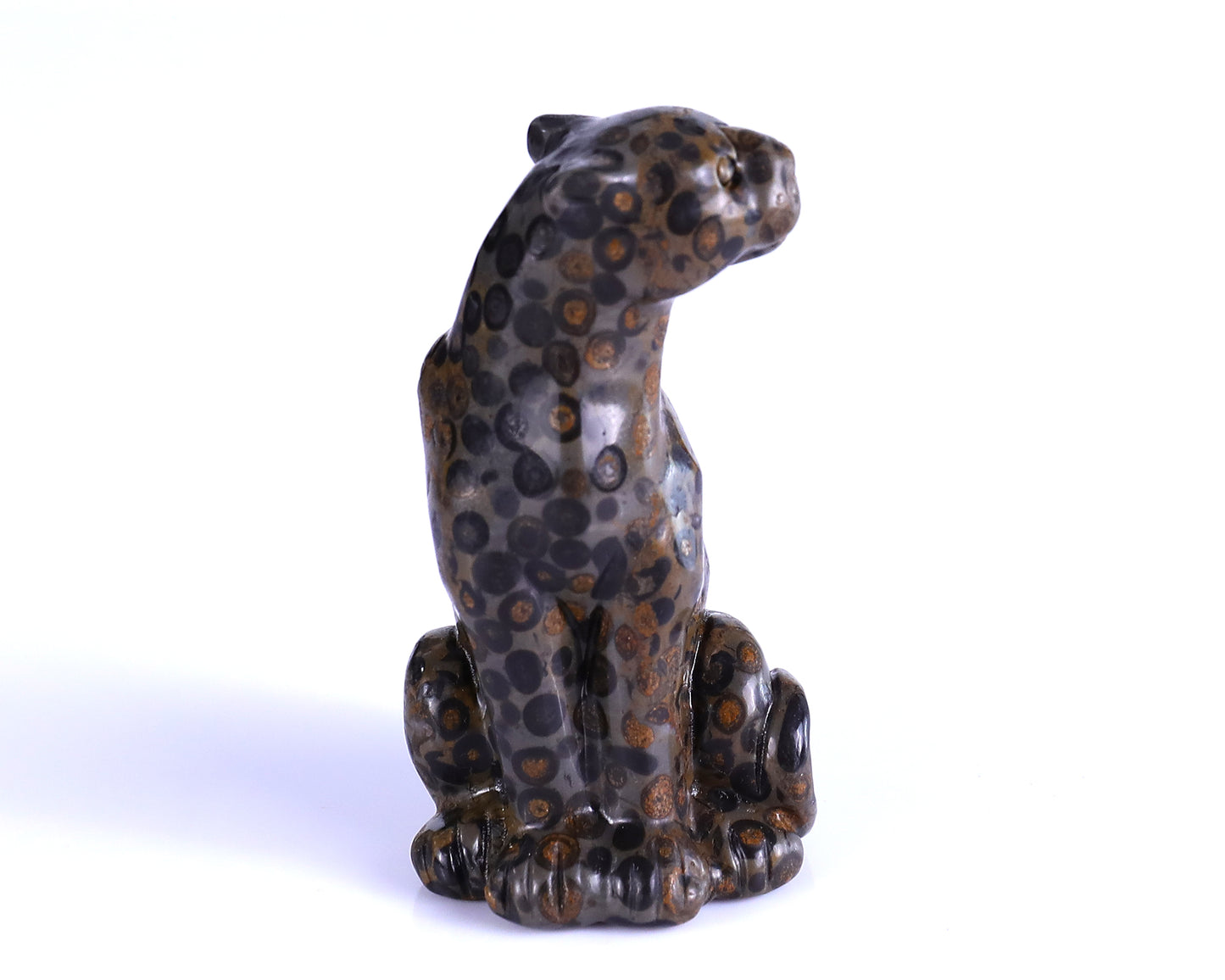 3.0" Leopard Skin Jasper Hand Carved Crystal Leopard Sculpture