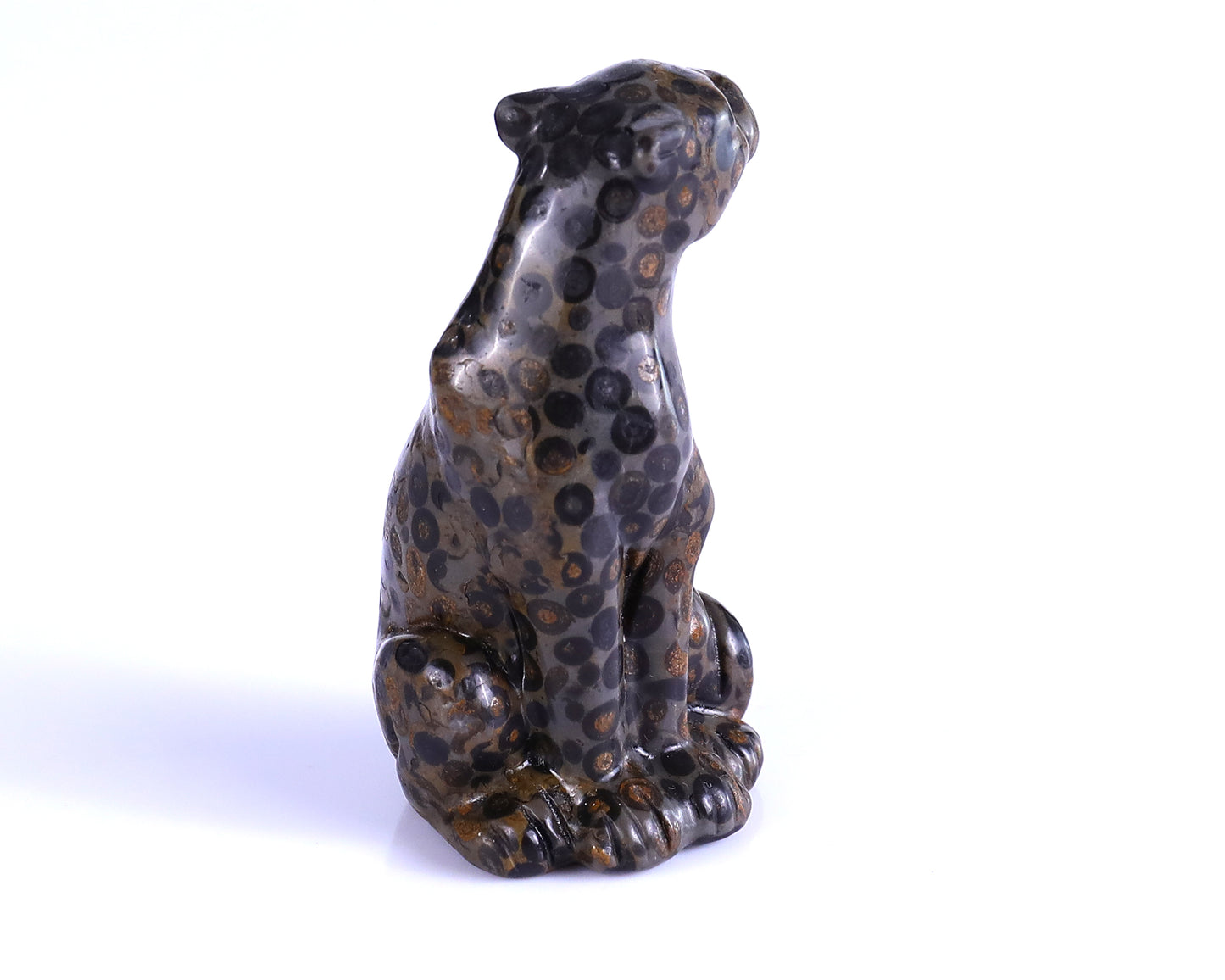 3.0" Leopard Skin Jasper Hand Carved Crystal Leopard Sculpture