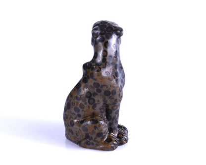 3.0" Leopard Skin Jasper Hand Carved Crystal Leopard Sculpture