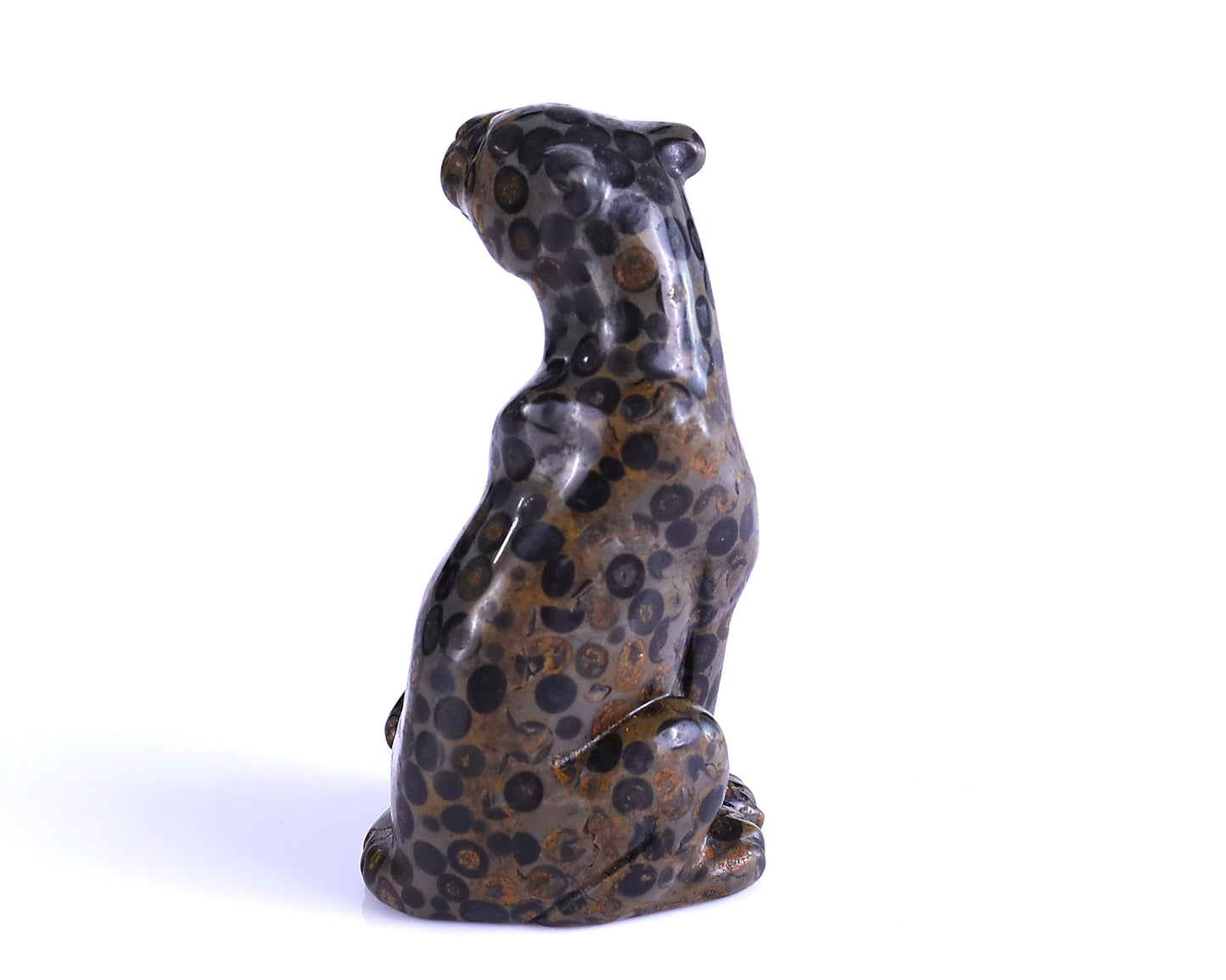 3.0" Leopard Skin Jasper Hand Carved Crystal Leopard Sculpture