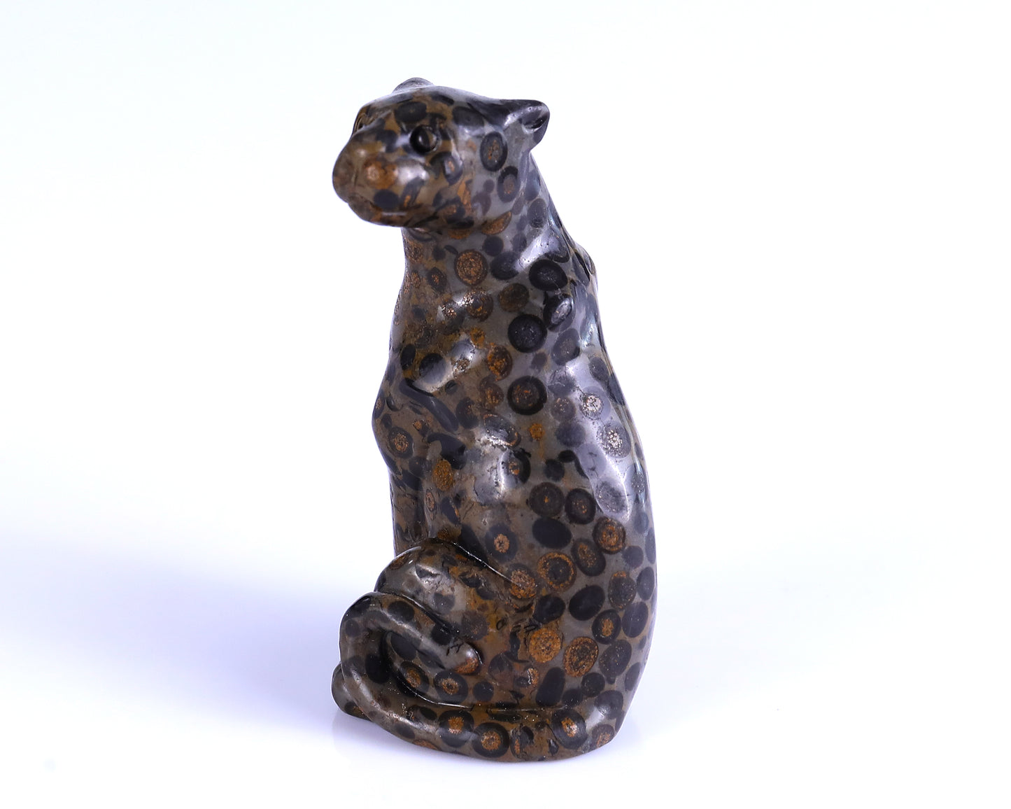 3.0" Leopard Skin Jasper Hand Carved Crystal Leopard Sculpture