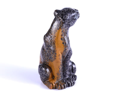 5.0" Leopard Skin Jasper Hand Carved Crystal Leopard Sculpture