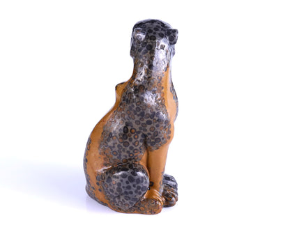 5.0" Leopard Skin Jasper Hand Carved Crystal Leopard Sculpture