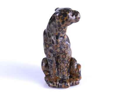 3.0" Leopard Skin Jasper Hand Carved Crystal Leopard Sculpture