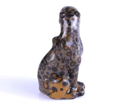 3.0" Leopard Skin Jasper Hand Carved Crystal Leopard Sculpture