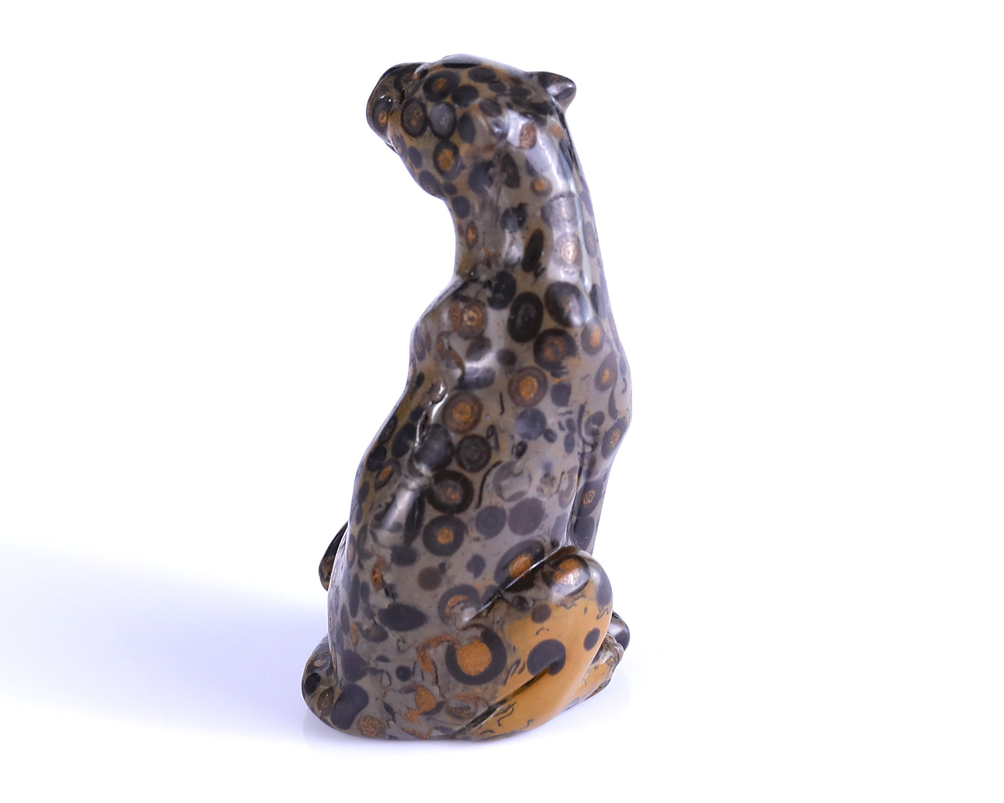 3.0" Leopard Skin Jasper Hand Carved Crystal Leopard Sculpture