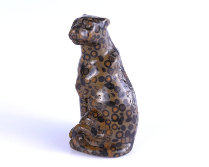 3.0" Leopard Skin Jasper Hand Carved Crystal Leopard Sculpture