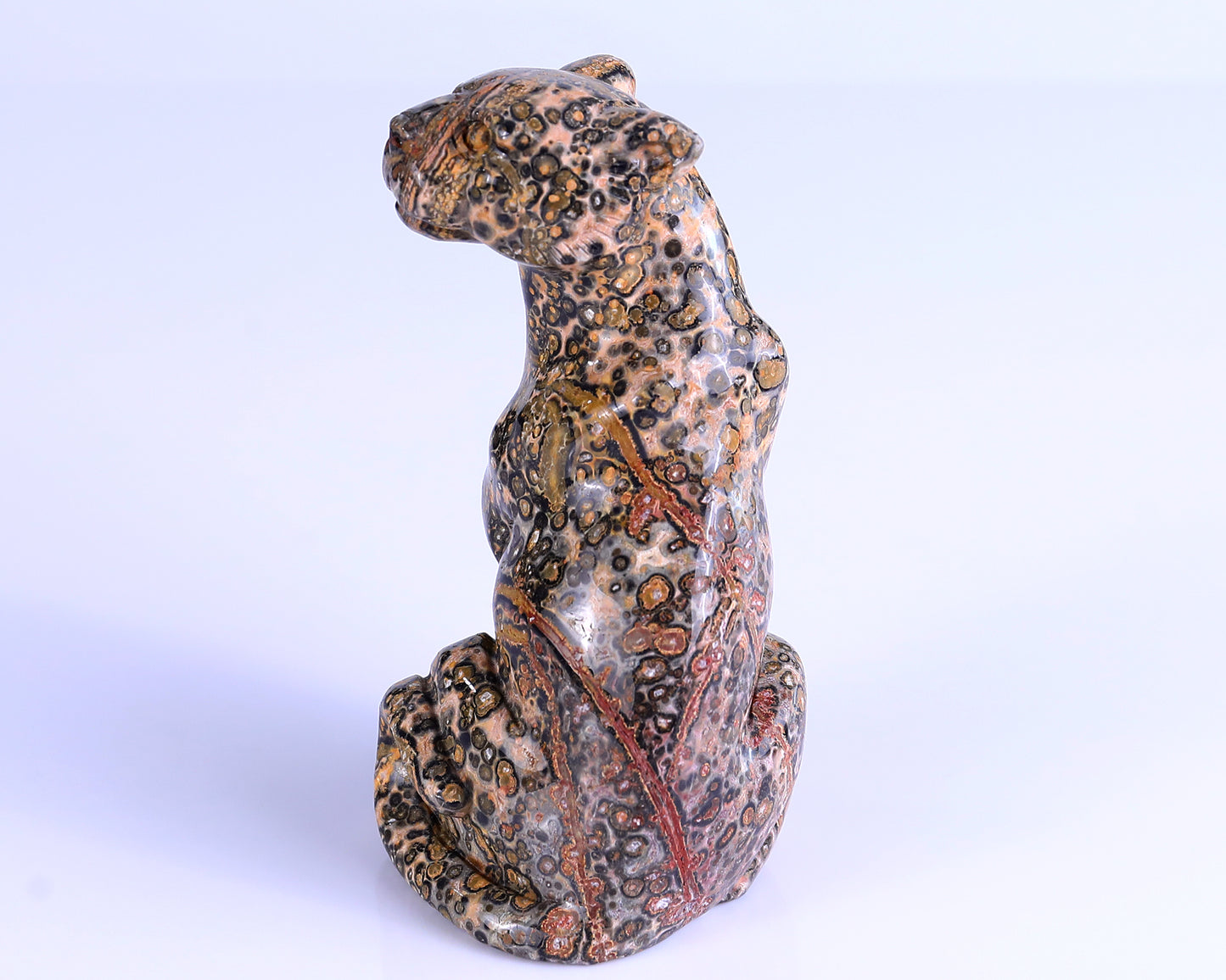 5.0" Leopard Skin Jasper Hand Carved Crystal Leopard Sculpture