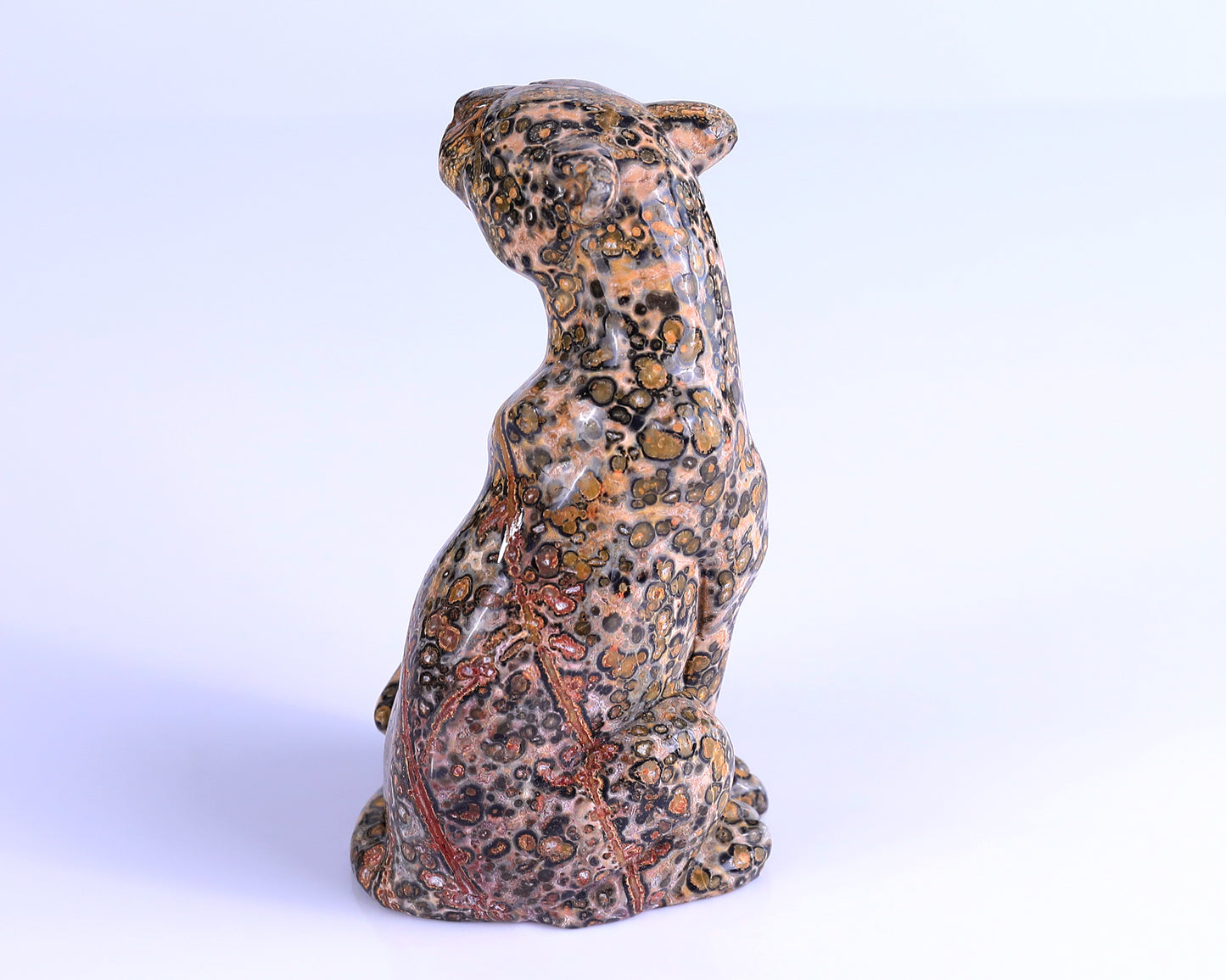 5.0" Leopard Skin Jasper Hand Carved Crystal Leopard Sculpture