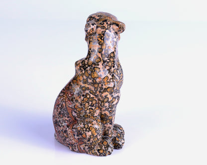 5.0" Leopard Skin Jasper Hand Carved Crystal Leopard Sculpture