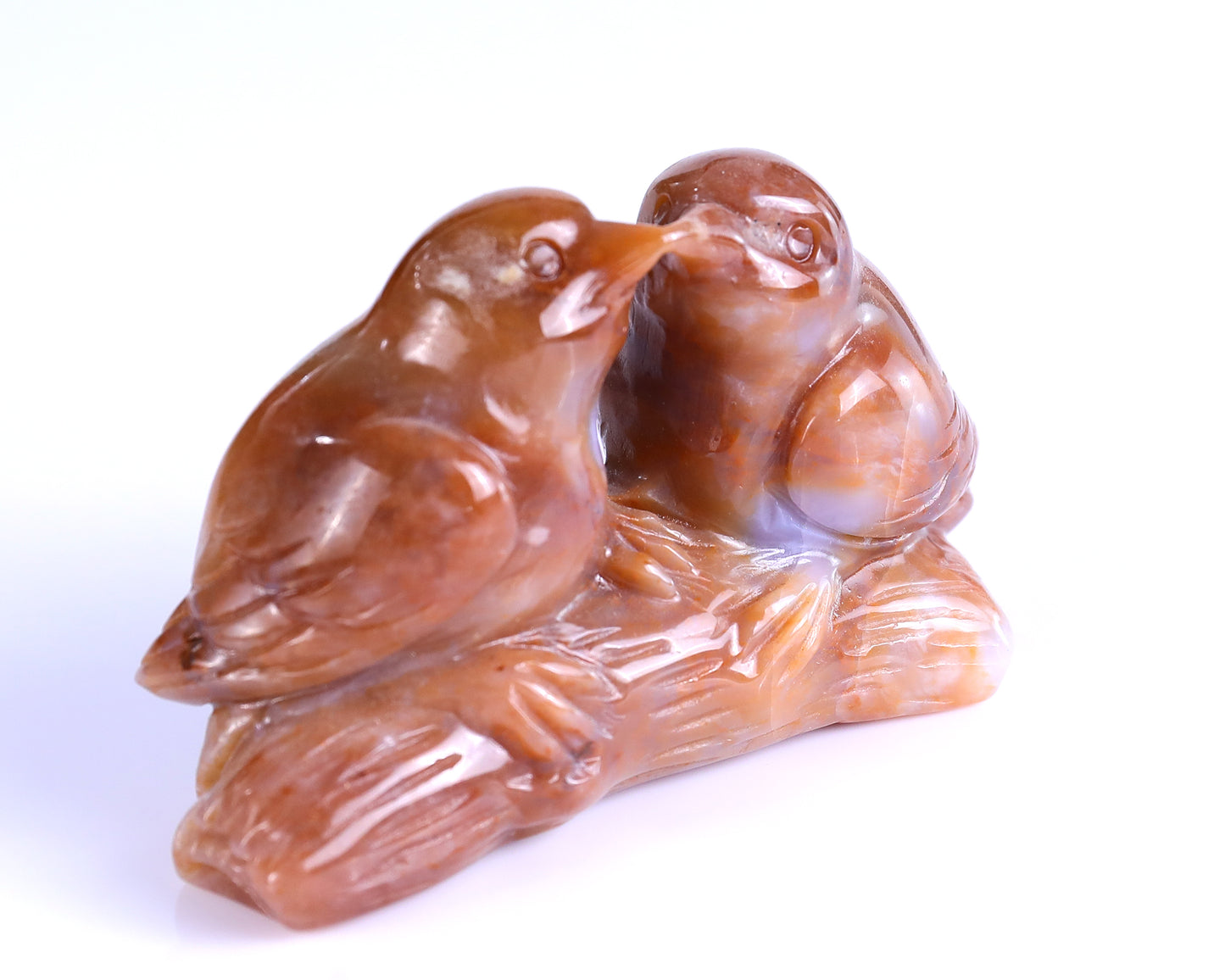 4.1" Chalcedony Hand Carved Crystal Birds Sculpture