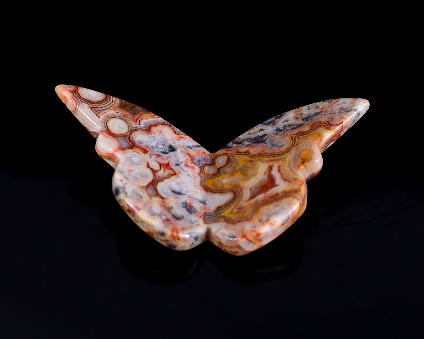 Natural Crazy Lace Agate Hand Carved Crystal Butterfly Set (4pcs)