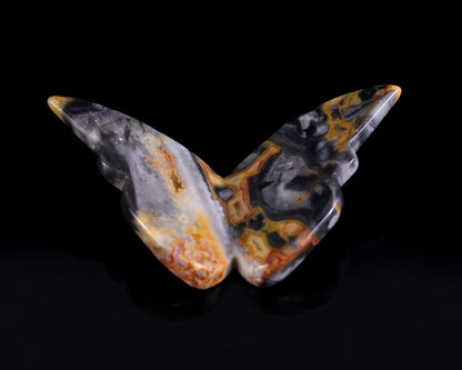 Natural Crazy Lace Agate Hand Carved Crystal Butterfly Set (4pcs)