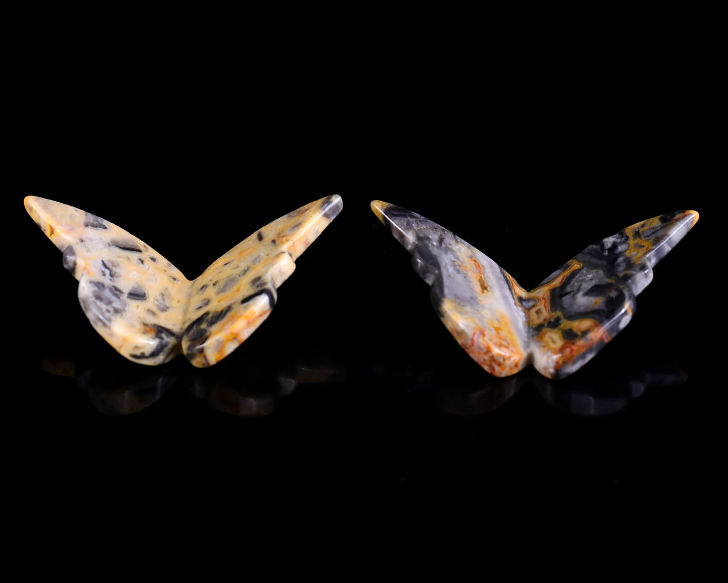 Natural Crazy Lace Agate Hand Carved Crystal Butterfly Set (4pcs)