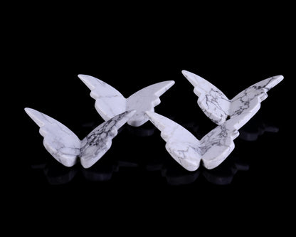 Natural Howlite Hand Carved Crystal Butterfly Set (4pcs)