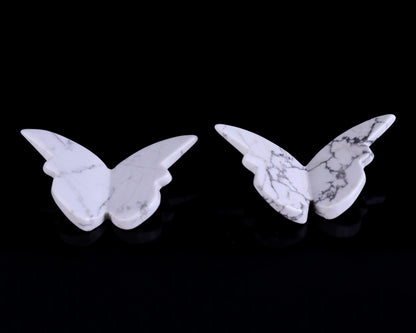 Natural Howlite Hand Carved Crystal Butterfly Set (4pcs)