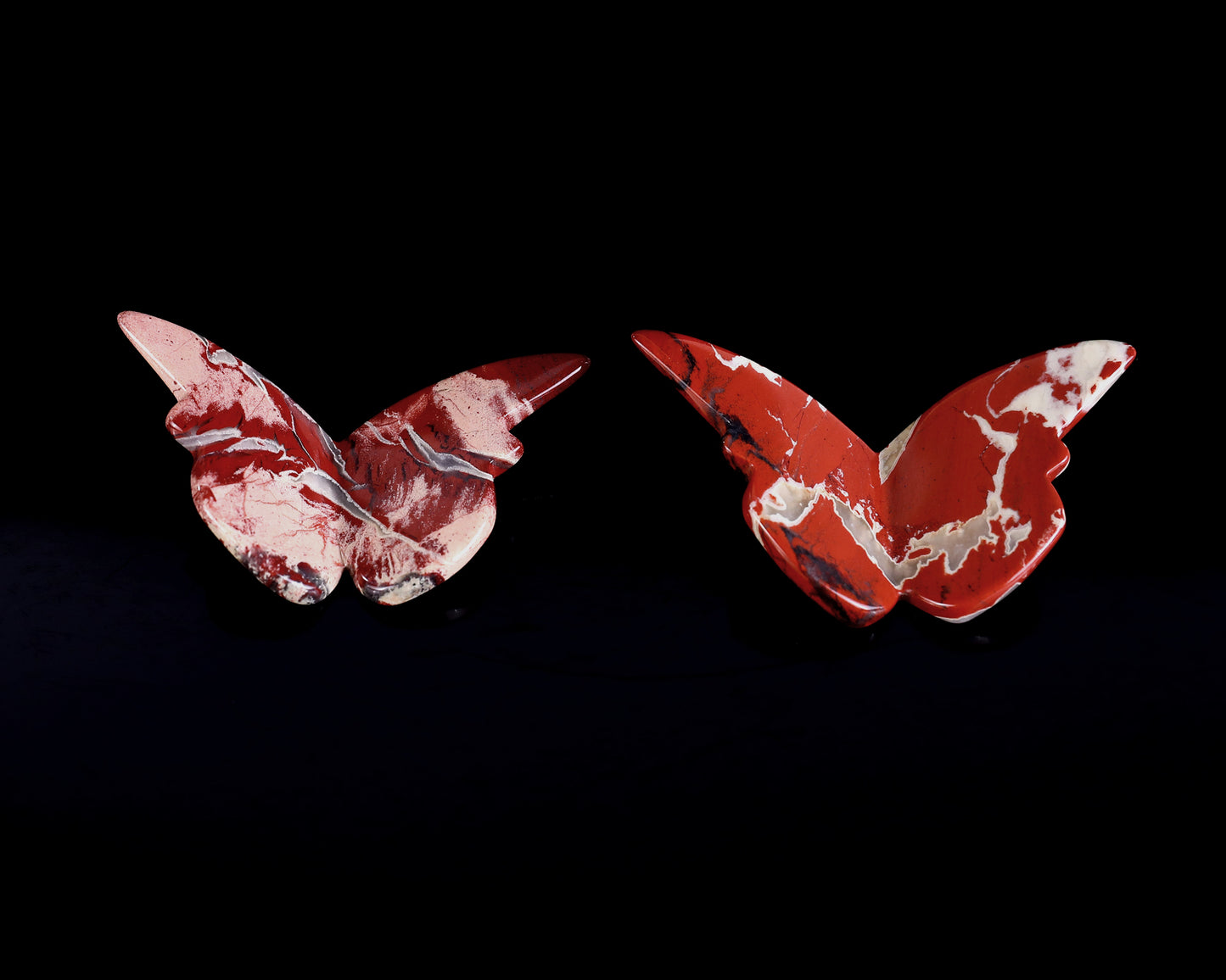 Natural Red Jasper Hand Carved Crystal Butterfly Set (4pcs)