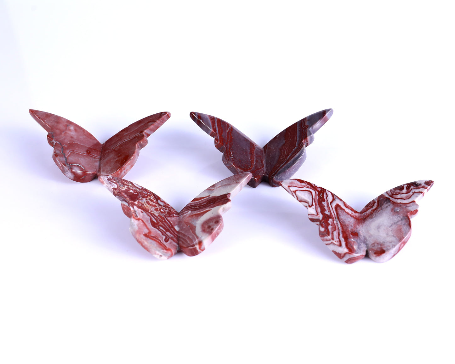 Natural Rainbow Stone Hand Carved Crystal Butterfly Set (4pcs)