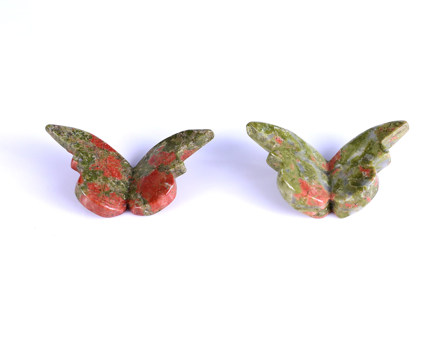 Natural Unakite Hand Carved Crystal Butterfly Set (4pcs)