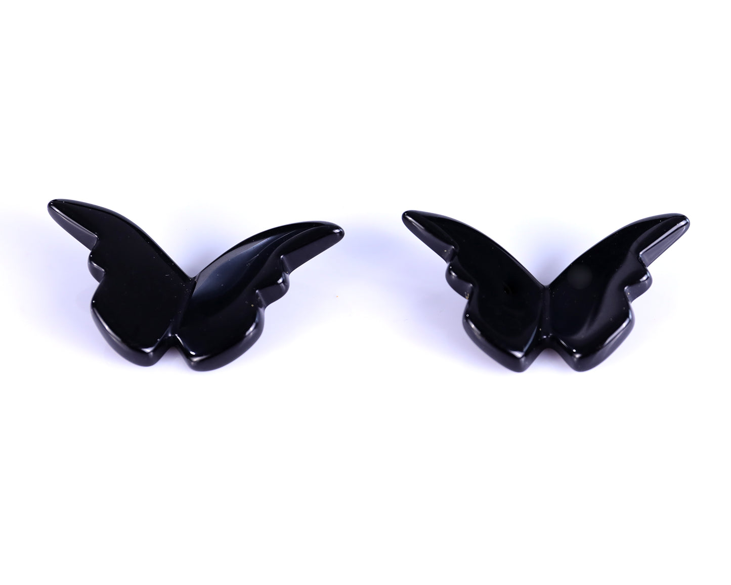 Natural Black Obsidian Hand Carved Crystal Butterfly Set (4pcs)