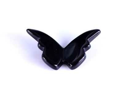 Natural Black Obsidian Hand Carved Crystal Butterfly Set (4pcs)