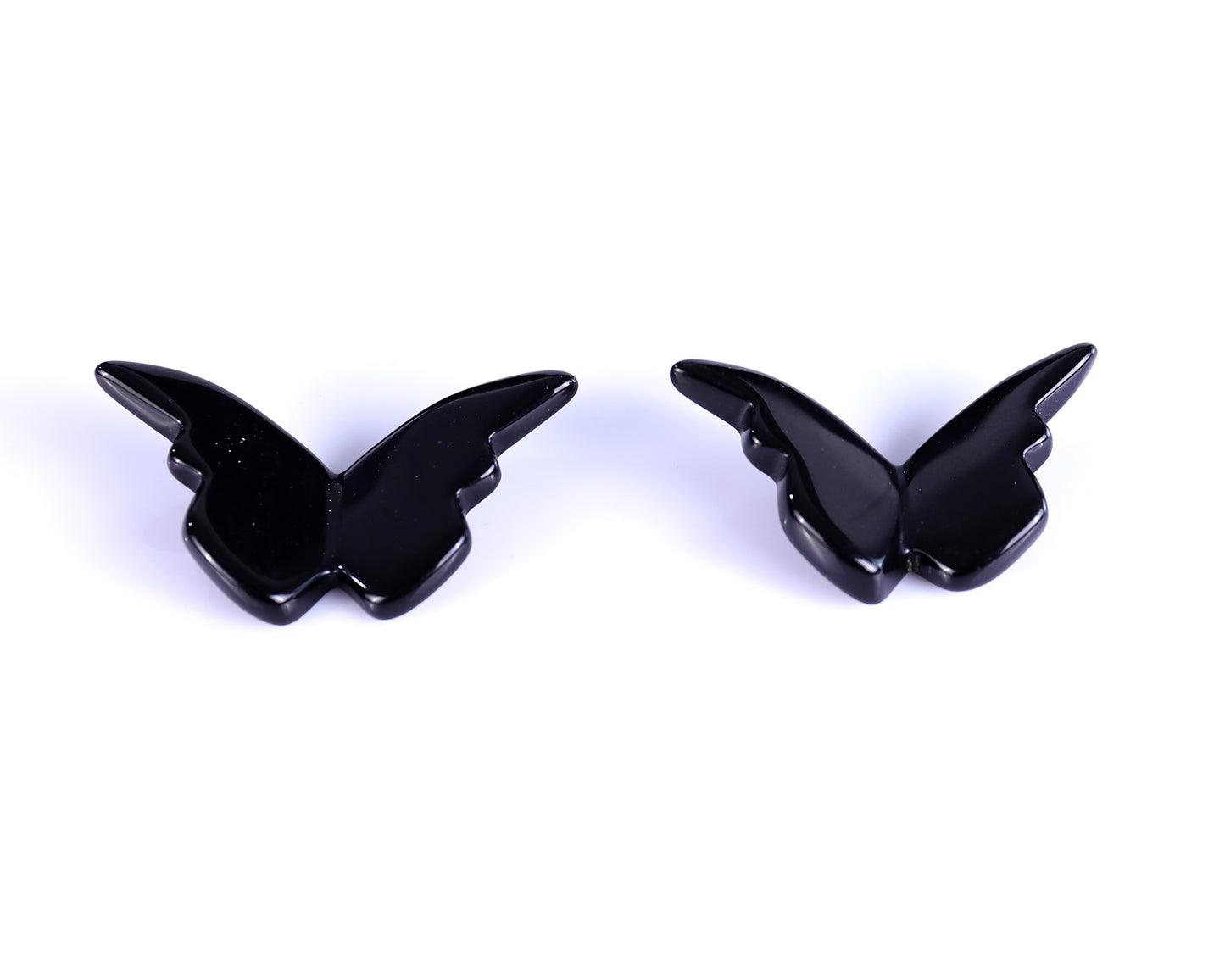 Natural Black Obsidian Hand Carved Crystal Butterfly Set (4pcs)