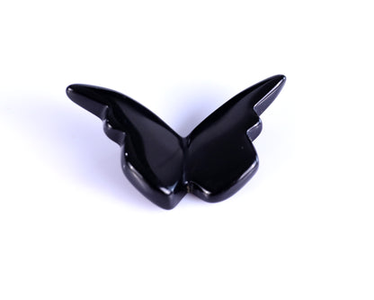 Natural Black Obsidian Hand Carved Crystal Butterfly Set (4pcs)